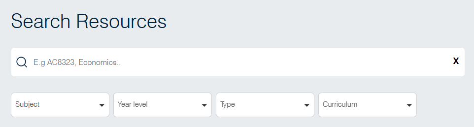 Search resources page