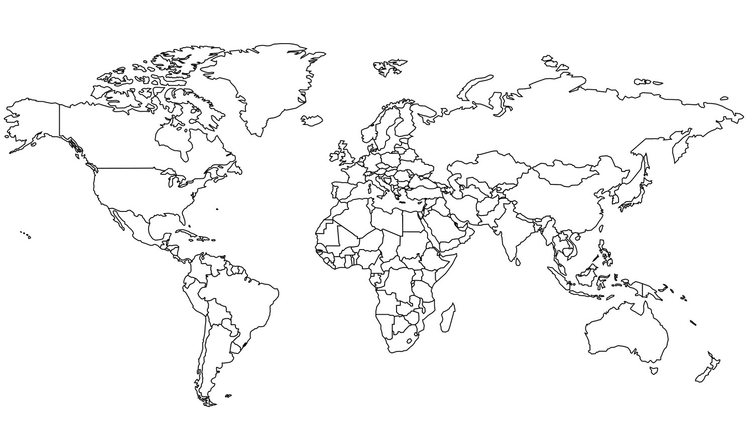 Map of the world showing continents and countries.